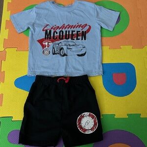 Kids Lightning McQueen T-Shirt and Shorts Set - Blue and Black